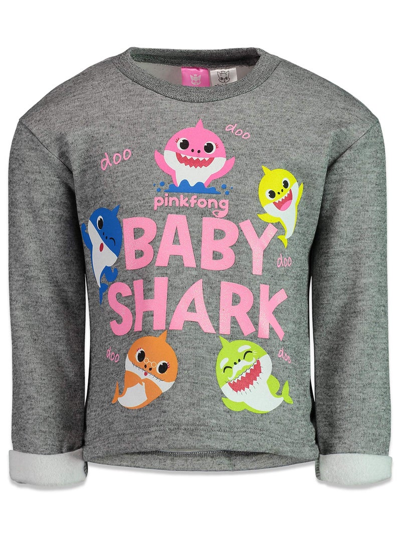 Pinkfong Baby Shark Baby Girls Long Sleeve T-Shirt Pant Set Grey/Pink 18 Months - Image 2